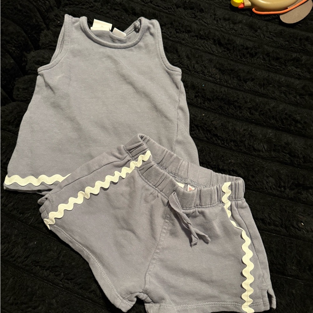 Zara Lilac Tank and Shorts Set with Cream Trim